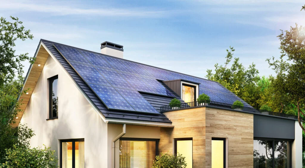 gable roof of a modern house