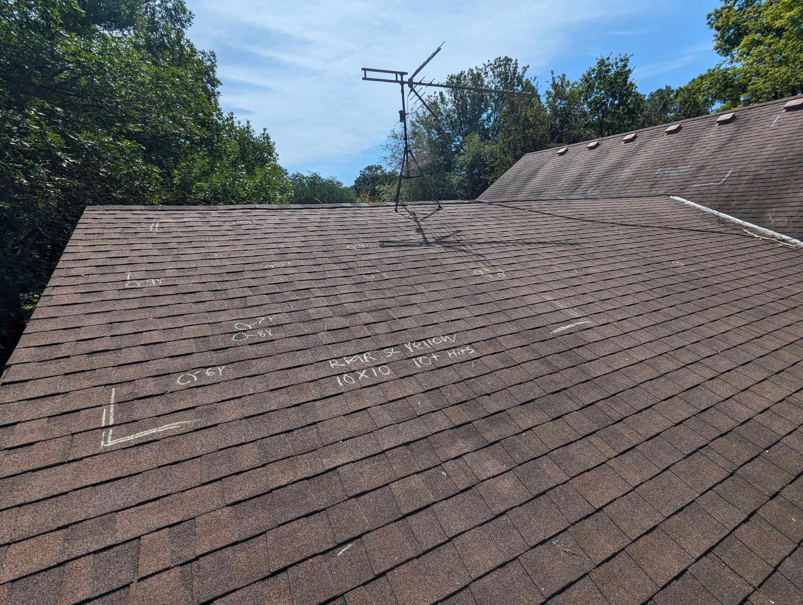 Brown Roof With Storm Damage
